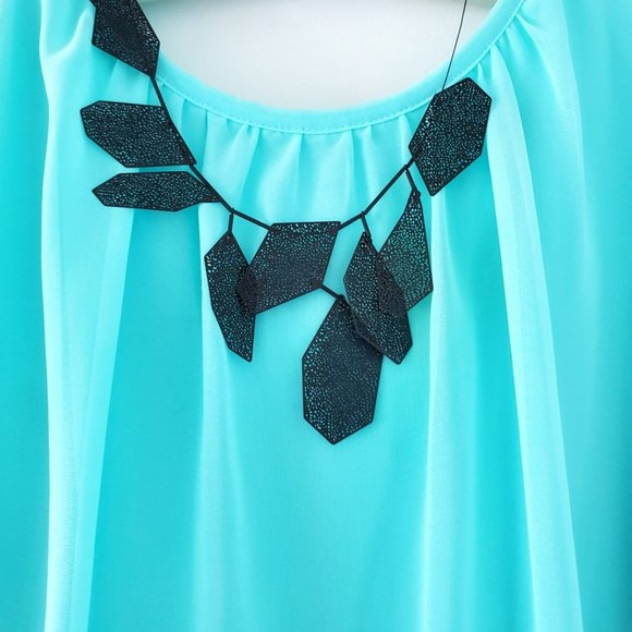 Black Metal Bib Necklace - Perforated Metal - One of a Kind Design - Picture 4 of 7